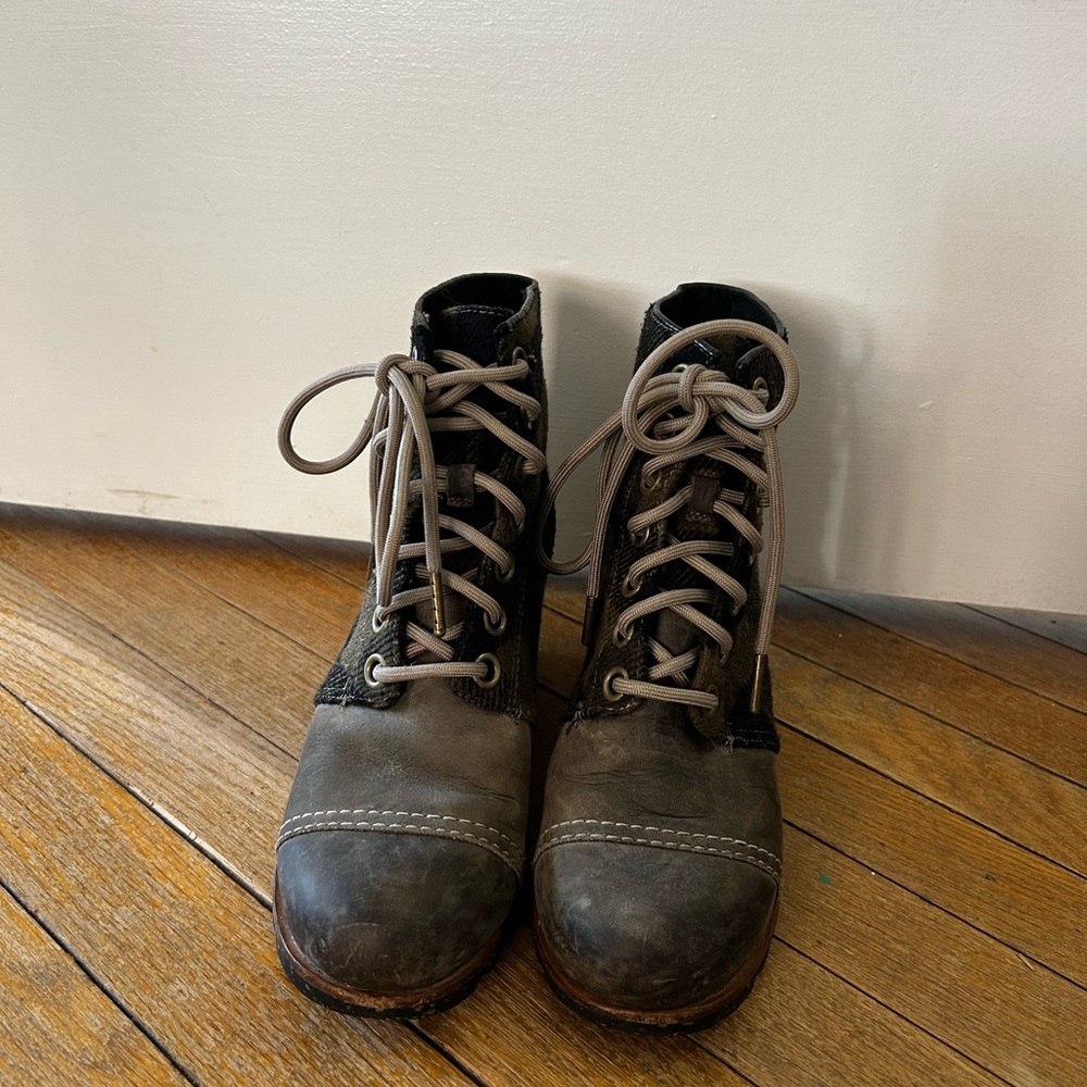 Sorel Flannel Print Wedge Boots